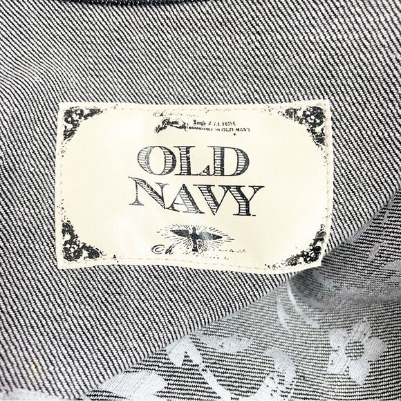 Vintage Old Navy Y2K Military Button Jean Jacket Size Large Dark Rinse Denim - Picture 11 of 15